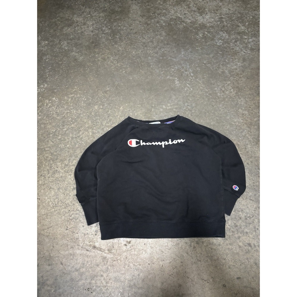 Women's Black Champion Athletic Wear Crewneck Sweater Size Large